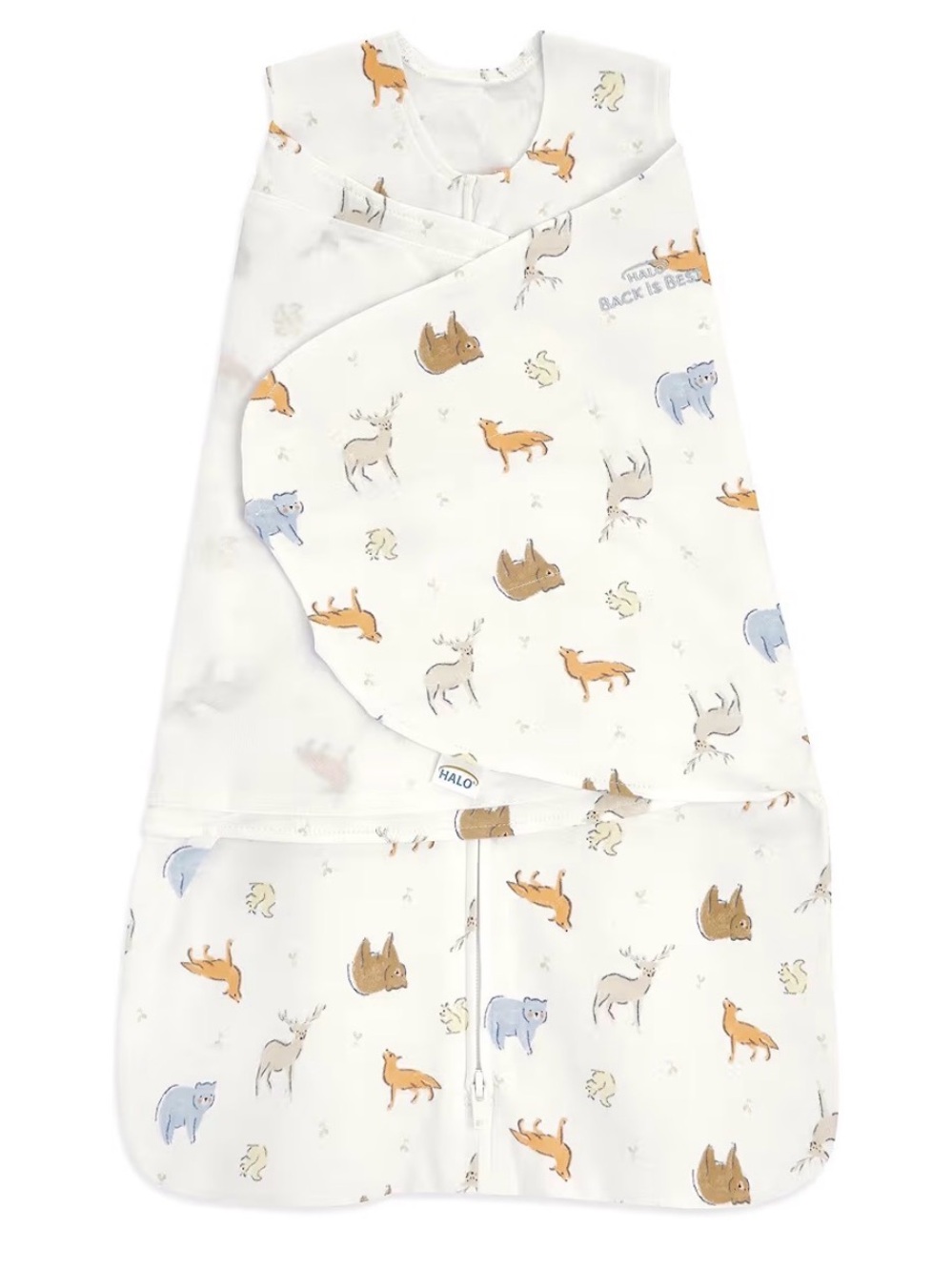 Halo Cotton Sleepsack Swaddle, TOG 1.5, Forest Friends, Small, 3-6 Months